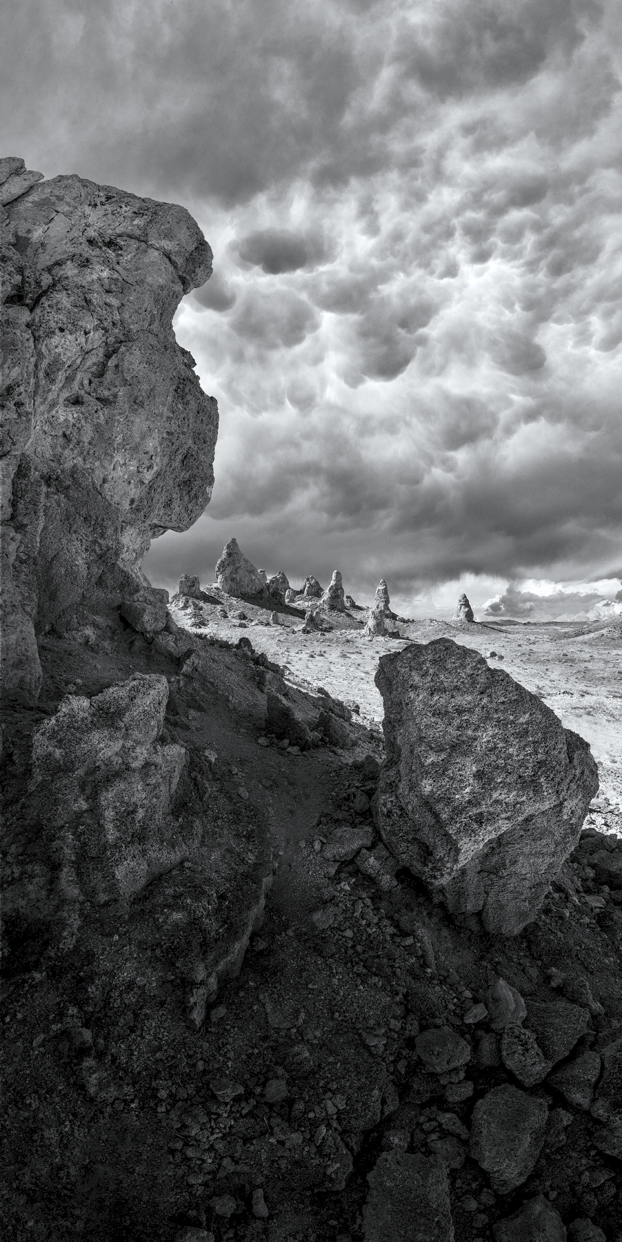 Trona with Mammatus Clouds - Trona Pinnacles National Landmark - BLM