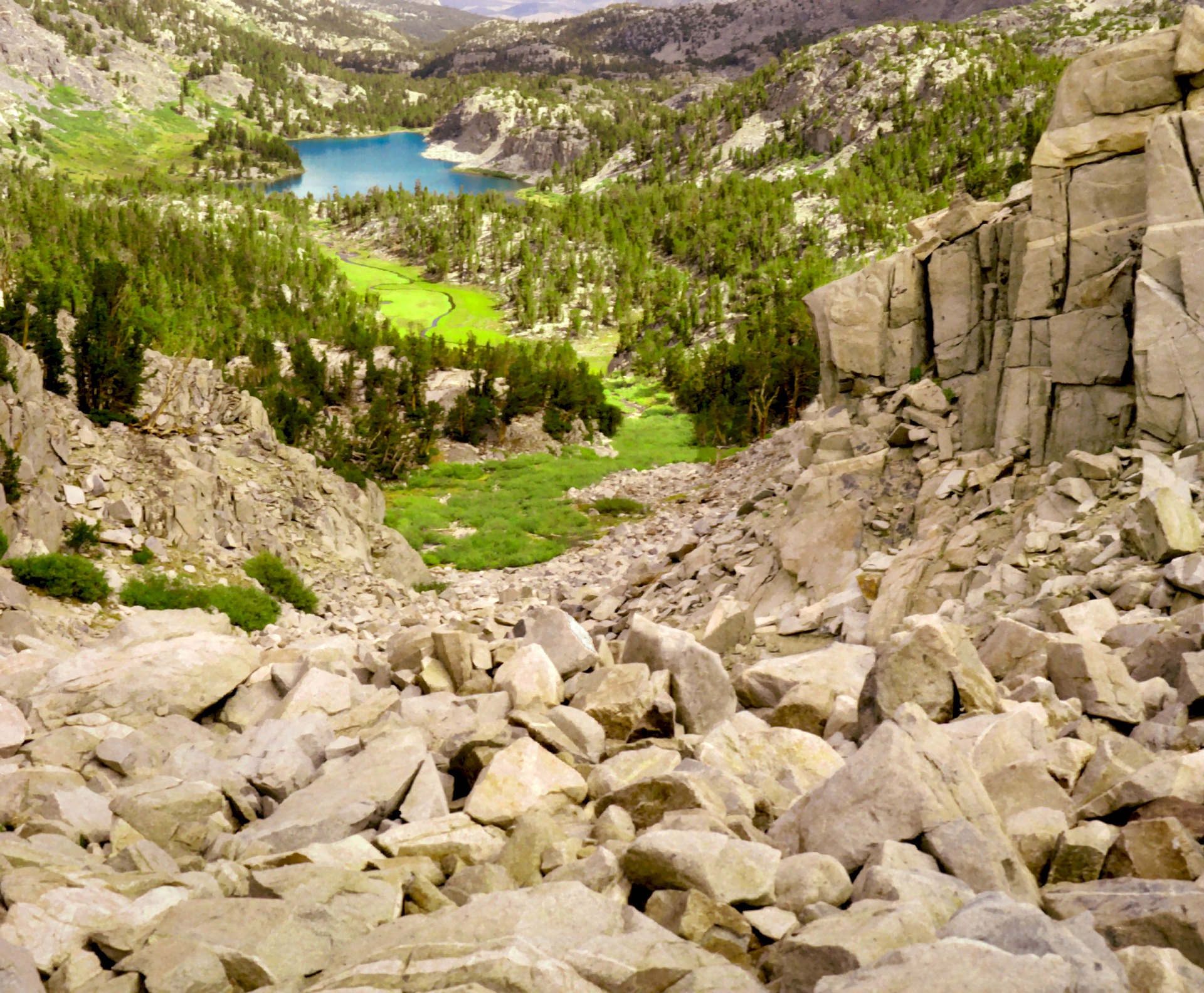 Looking down on Chickenfoot Lake - Inyo National Forest