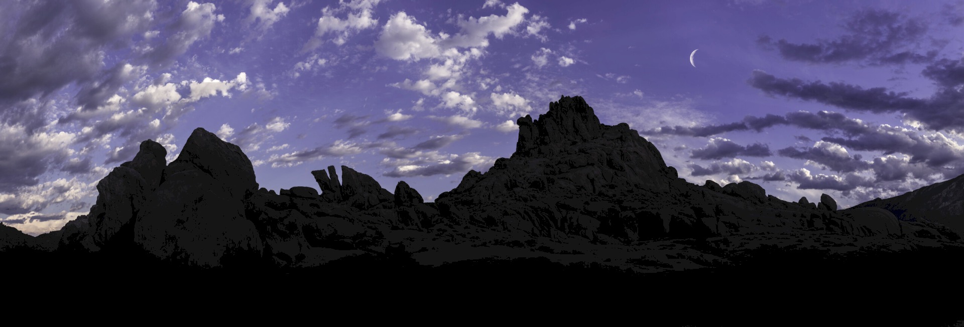Alabama Hills with a sliver moon... - Alabama Hills BLM