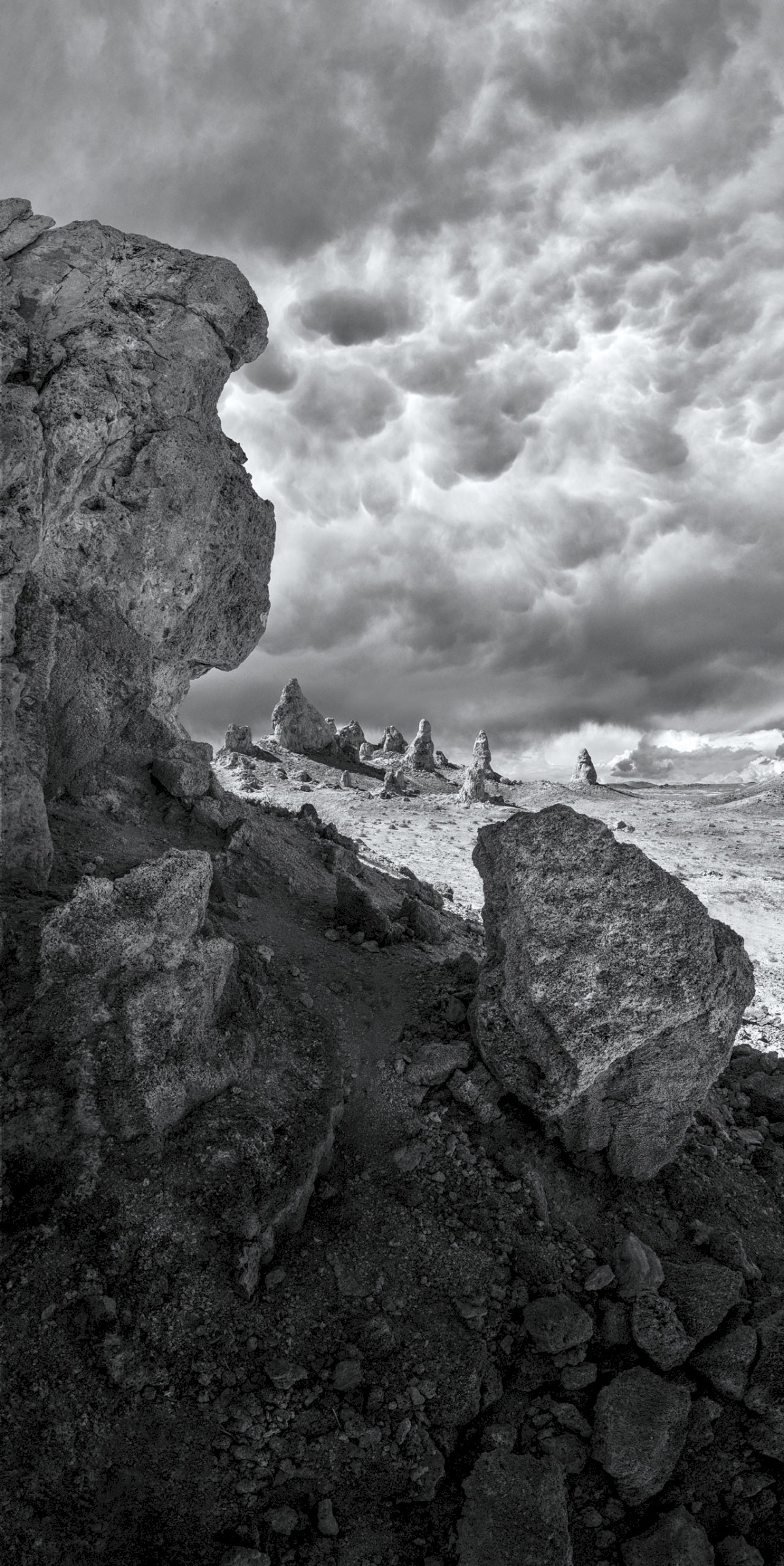 Trona with Mammatus Clouds - Trona Pinnacles National Landmark - BLM